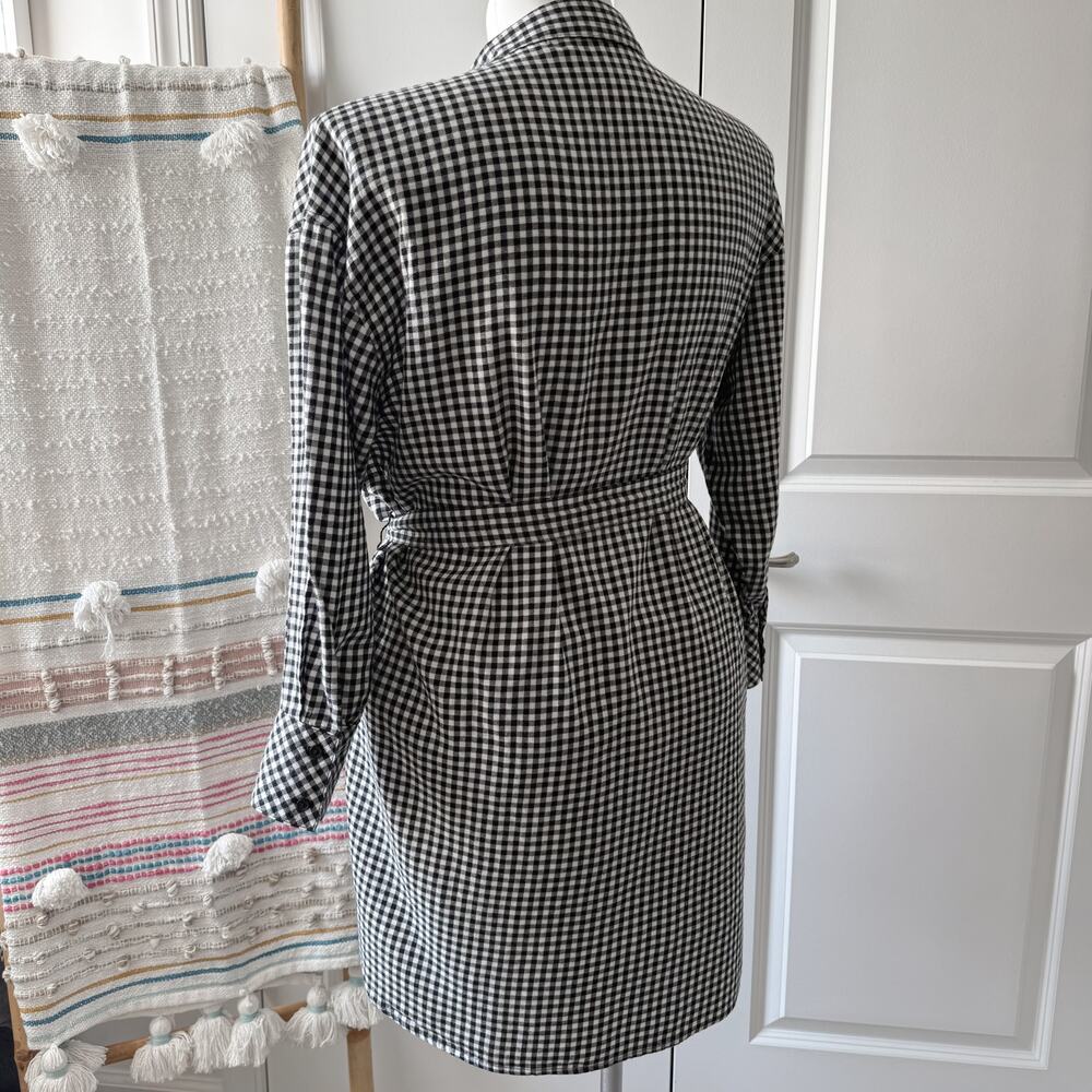 Esmara Black White Plaid Flannel Button Down Long Tunic Shirt Women’s Size 14 - Picture 4 of 9